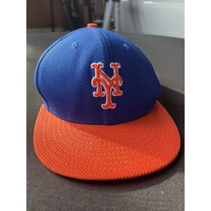 NY Mets Fitted Hat Size 7 3/4 Cap NewEra 59Fifty Blue Orange - MLB Authentic Hat
